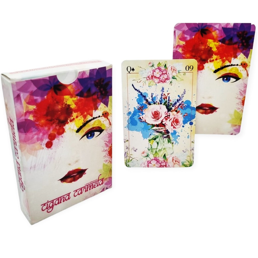 Cigana Carmela Lenormand Baralho Tarô Cigano deck com 38 cartas e livreto explicativo