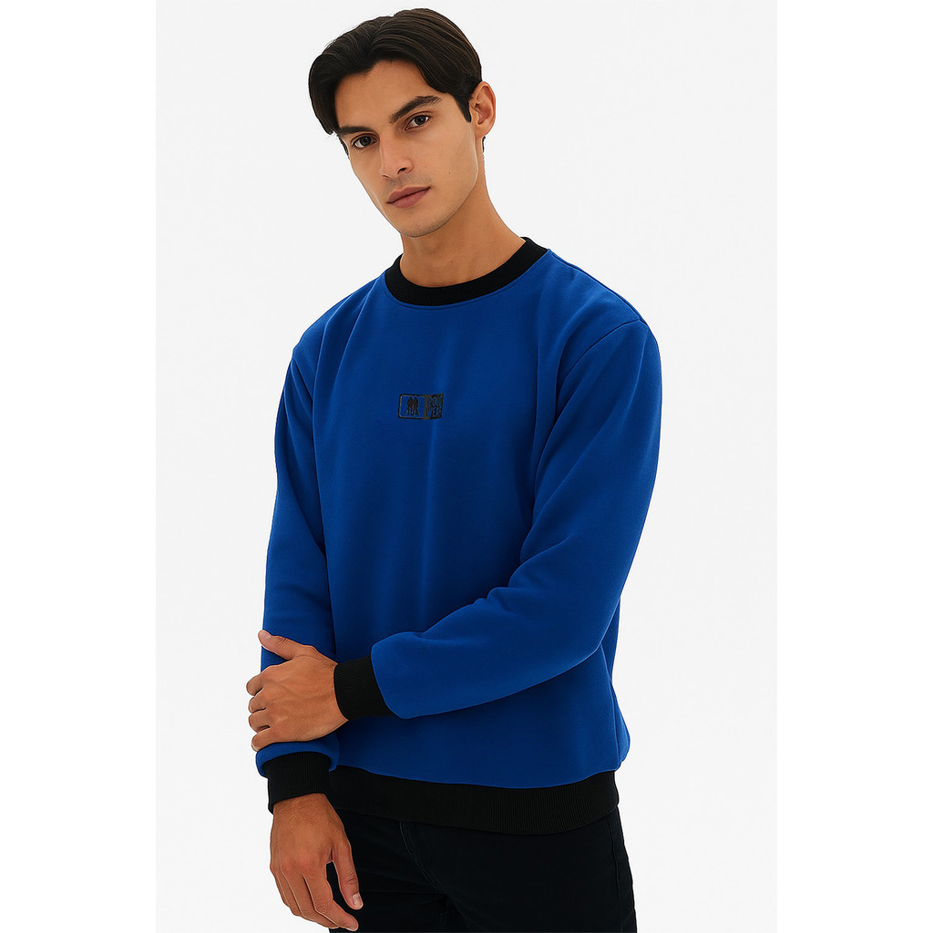 Moletom Gola Careca Casual Polo Wear Azul Médio