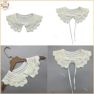 Gola de malha vazada para meninas, removível, com lenço tipo xale com laço QHER