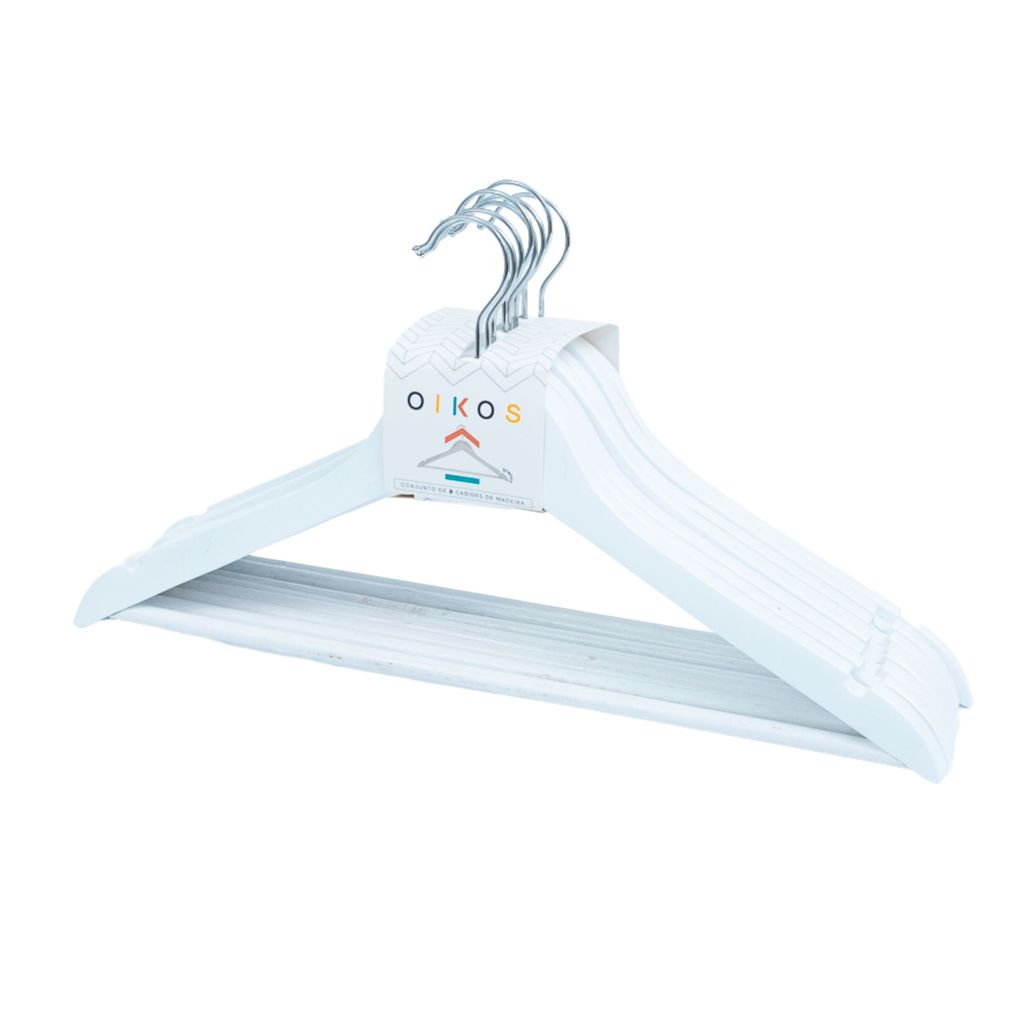 Conjunto de Cabides de Madeira 8 Pçs - Oikos