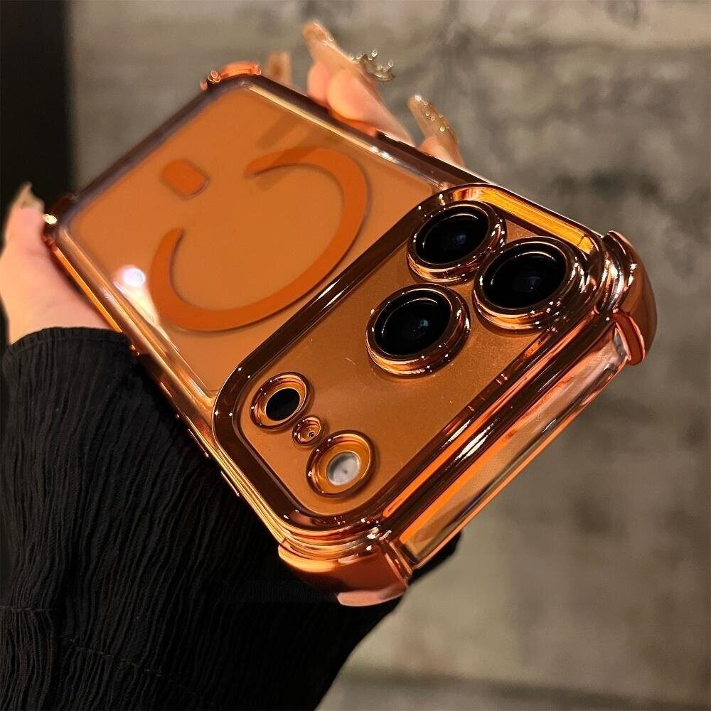 Capa transparente eletroplaqueada com airbag magnético à prova de quedas para iPhone 17 Pro Max