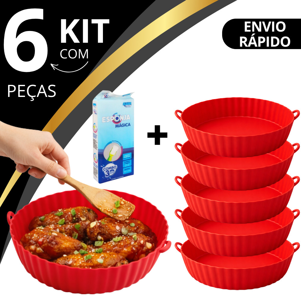 kit 1/2/3/4/5 Forma Assadeira Para Fritadeira Air Fryer Em Silicone Flexível Lavável Resistente