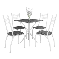 Conjunto de Mesa Quadrada Brisa com 4 Cadeiras Estofadas Fabone
