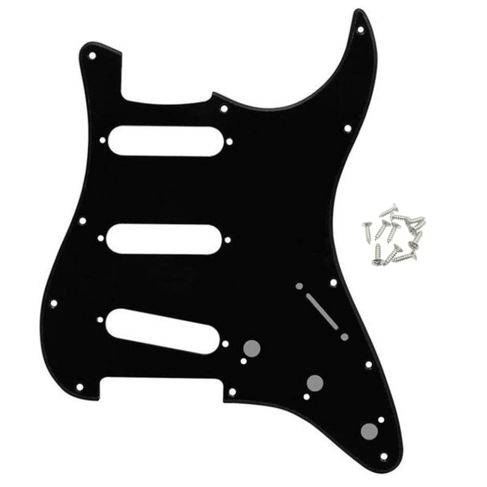 Escudo guitarra Strato SSS Preto 3 Camada BWB 11 furos MXP