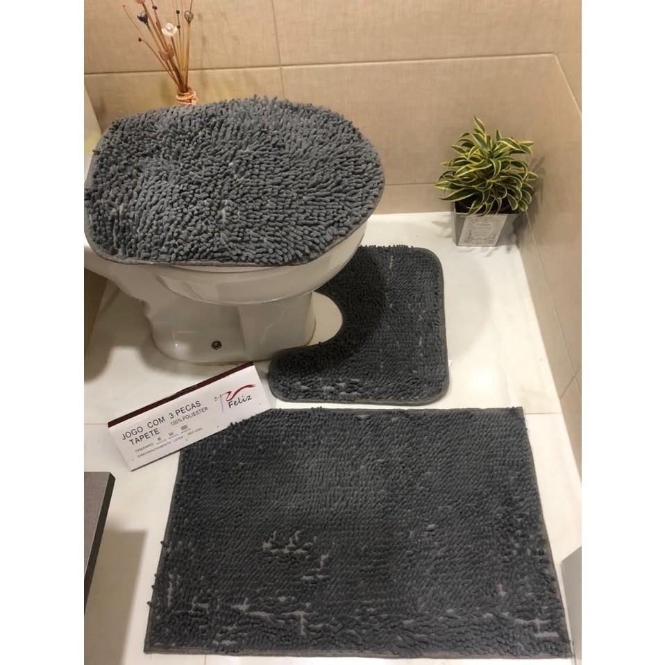 Tapete Jogo Banheiro Macarrão 3Pçs AntiderrapanteTop Zg1 Original