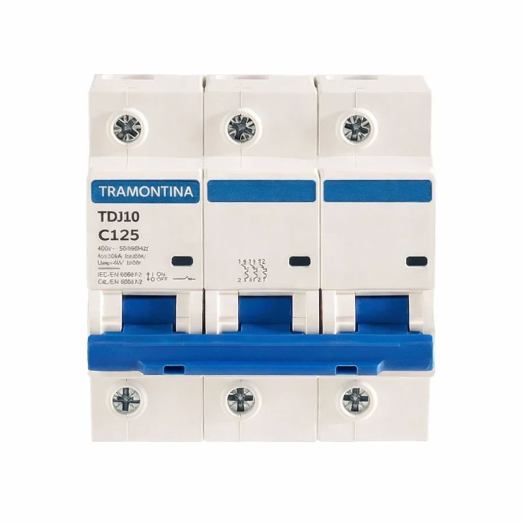 Disjuntor Din Trifasico Tripolar Triplo C 125A Tramontina Proteçao Eletrica Montagem Eficiente
