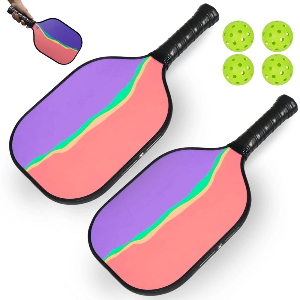 Kit 2 Raquetes para Pickleball Art Bel Esporte em Fibra de Vidro com Bordas de Proteção + 4 Bolinhas