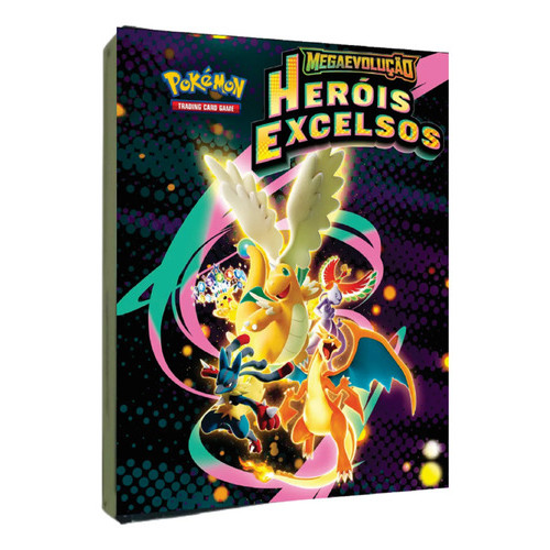 Herois Excelsos Album Pasta Fichario Pokemon + 20 Folhas Preto