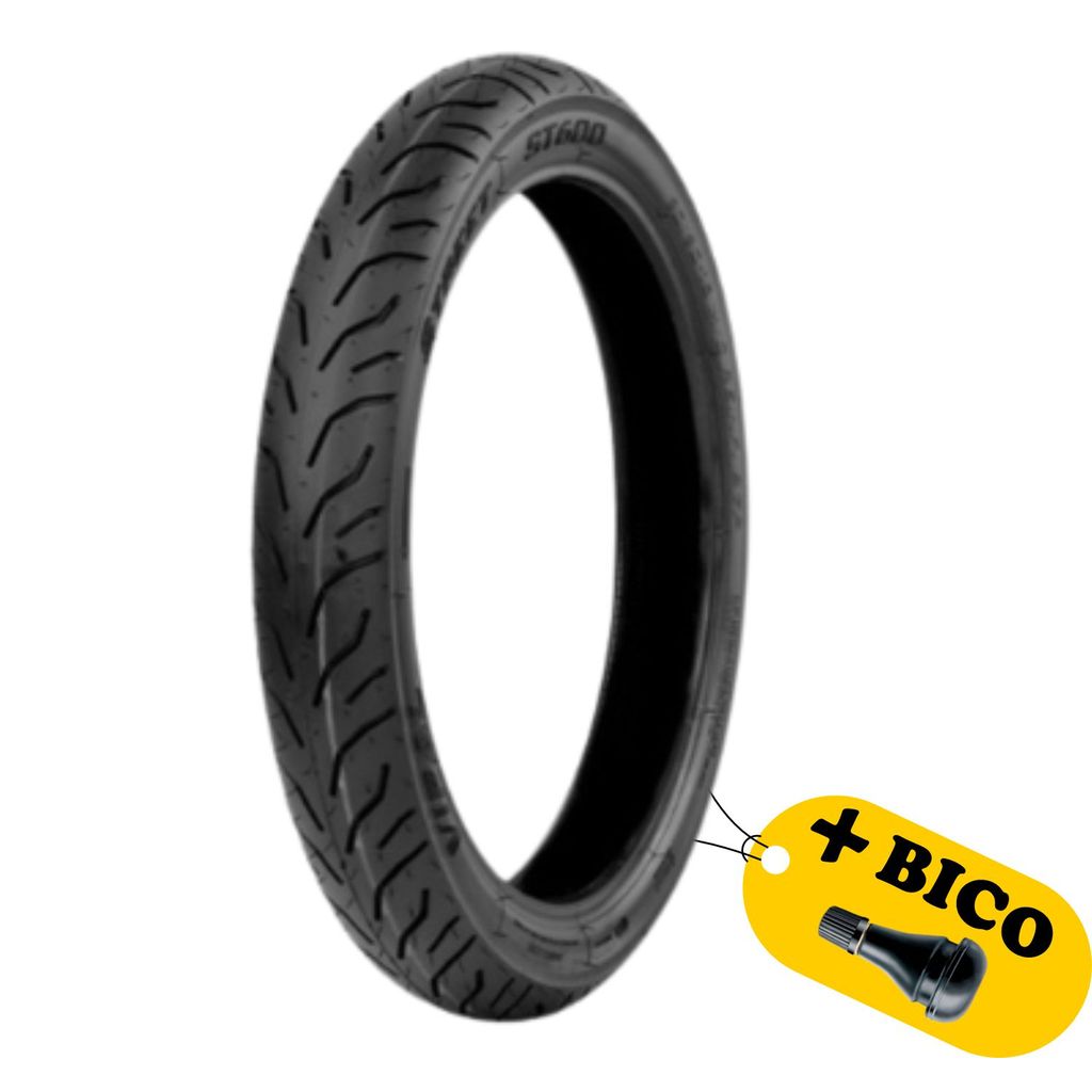 COMBO PNEU VIPAL DIANTEIRO ST600 80/100-17 S/C VALVULA PNEU S/C TR-412