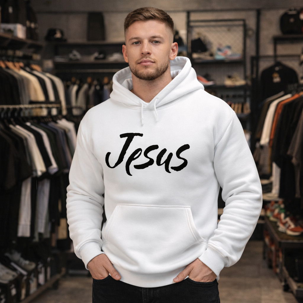 BLUSA DE FRIO ESPORTIVA MOLETOM CANGURU MASCULINO ESTAMPADO JESUS CASACO FLANELADO CAIMENTO PERFEITO ENVIO 24H
