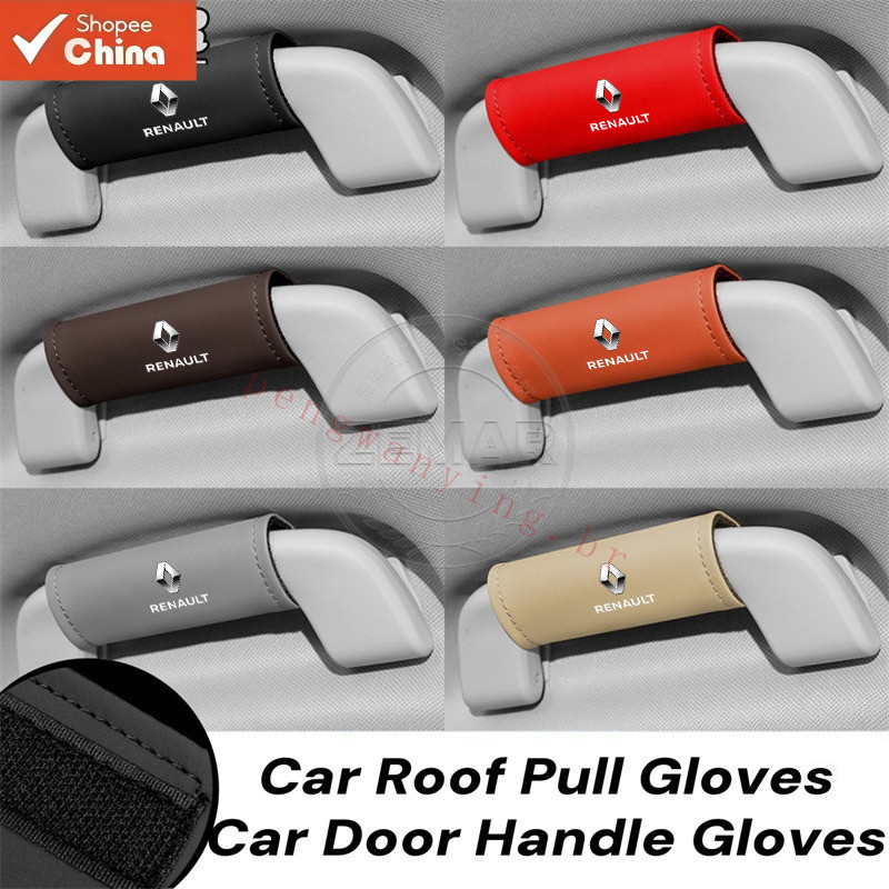 Luvas de Couro para Puxar as Alças do Teto do Carro, Capa Protetora para Alça Interna Renault, Correia de Suporte para A