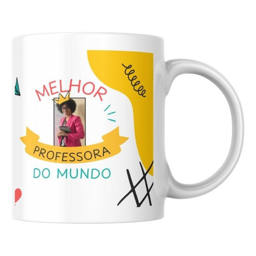Caneca Personalizada Para Professora  Coloque A Foto E Nome Branco Professora