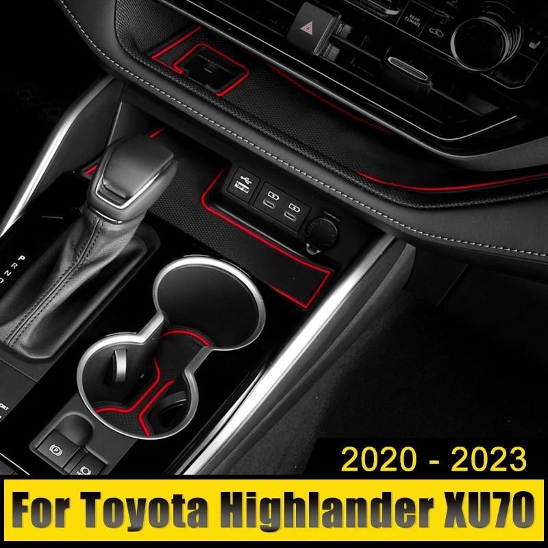 Para Toyota Highlander XU70 2020-2022 2023 Kluger Porta Sulco Esteira Copo Anti Deslizamento Portão Slot Suporte De Anti