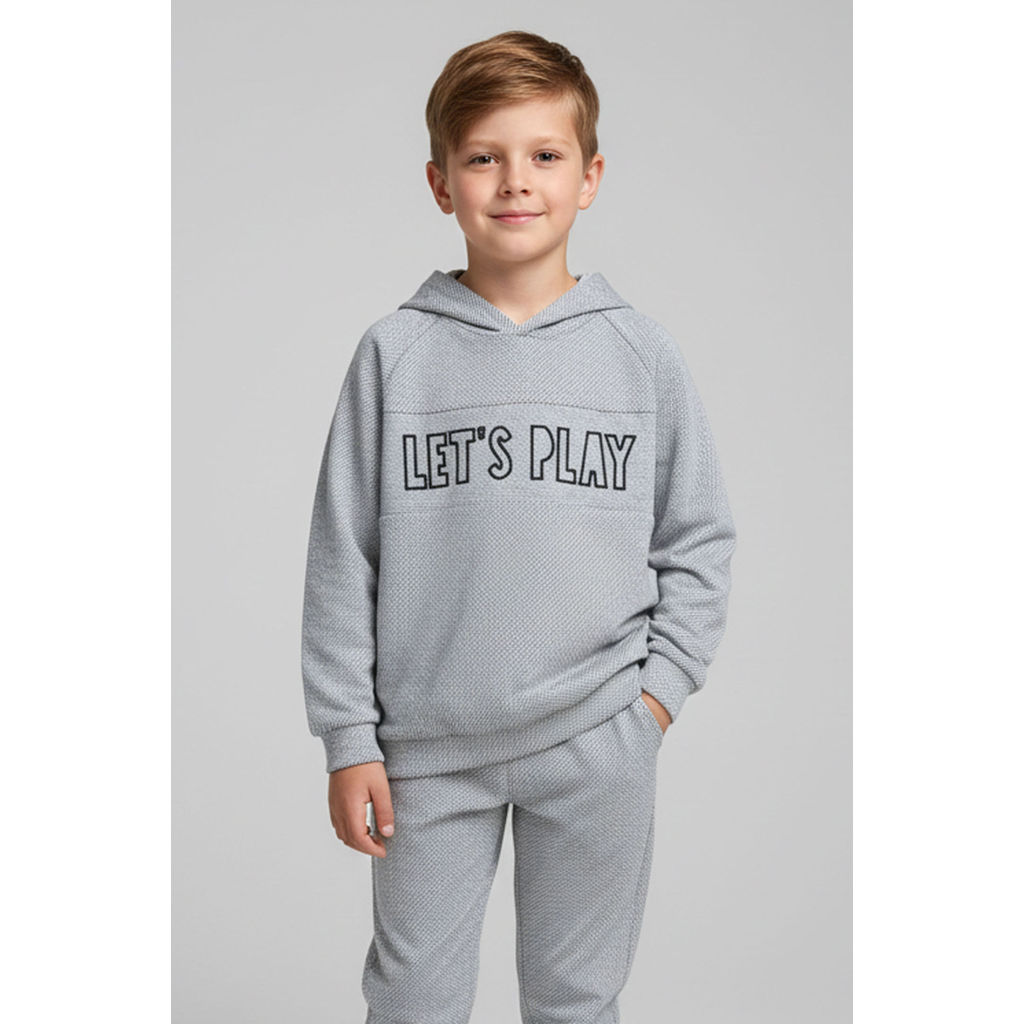 Blusão Infantil Menino Texturizado Com Capuz Elian Cinza em Oferta na Shopee