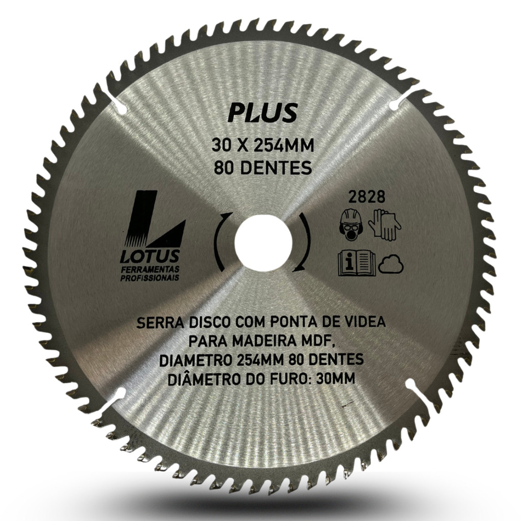 Disco Serra Circular 10" 254mm 80 Dentes Vídea Madeira Corte Alta Precisão Acabamento Profissional
