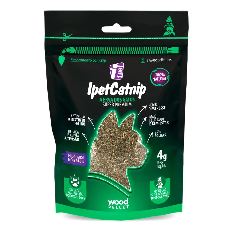 Catnip Erva Para Gatos Relaxante Premium Ipetcatnip 4g Verde