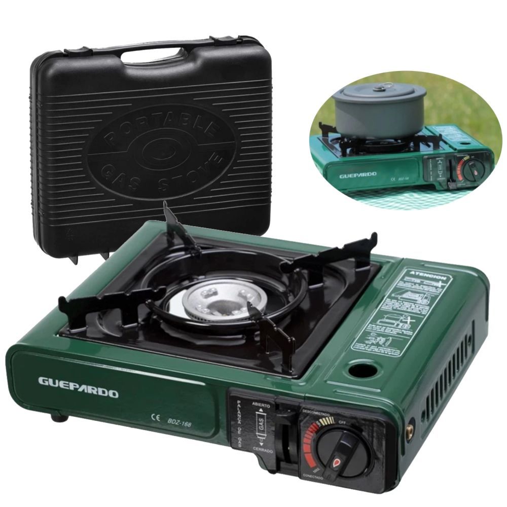 Fogareiro Horizontal Duppio Guepardo Portátil com Maleta para Camping Pesca Acampamento