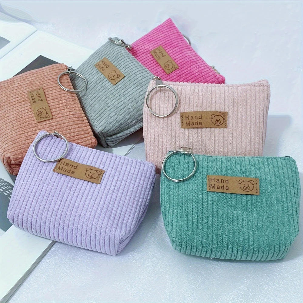 Saco De Moedas Feito À Mão Tecido Colorido Com Chaveiro , Bolsa Pequena De Para E Joias