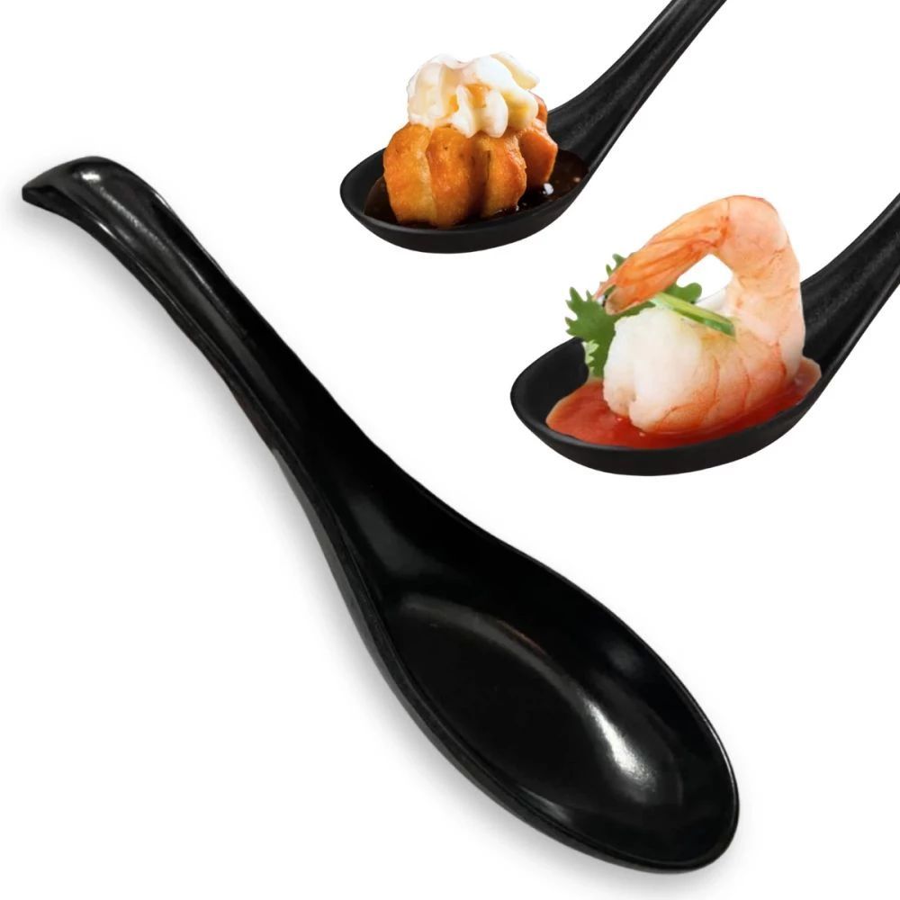 Colheres para Sopa, Finger Food Buffet Comida Japonesa Oriental (10 Unidades) Pretas