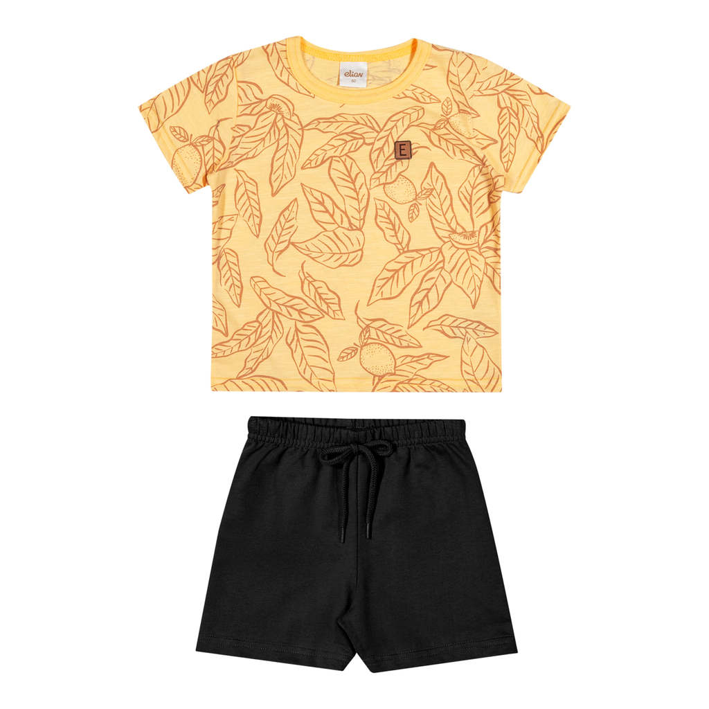 Conjunto Infantil Menino Folhas Flamê Elian Amarelo em Oferta na Shopee