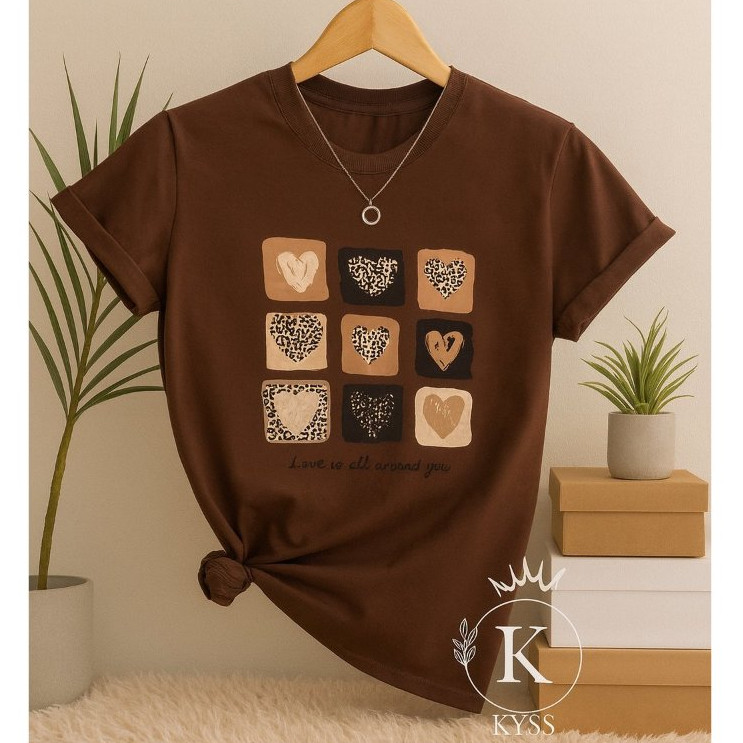 WDROP CAMISETA Blusa  Feminina  Estilosa Básica da moda Camiseta Blusinha  T-shirt  100% Algodão Estampada  P M G
