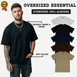 Camiseta Oversized Masculina 100% Algodão Premium StreetWear Lisa Básica Treino e Dia a Dia em Oferta na Shopee