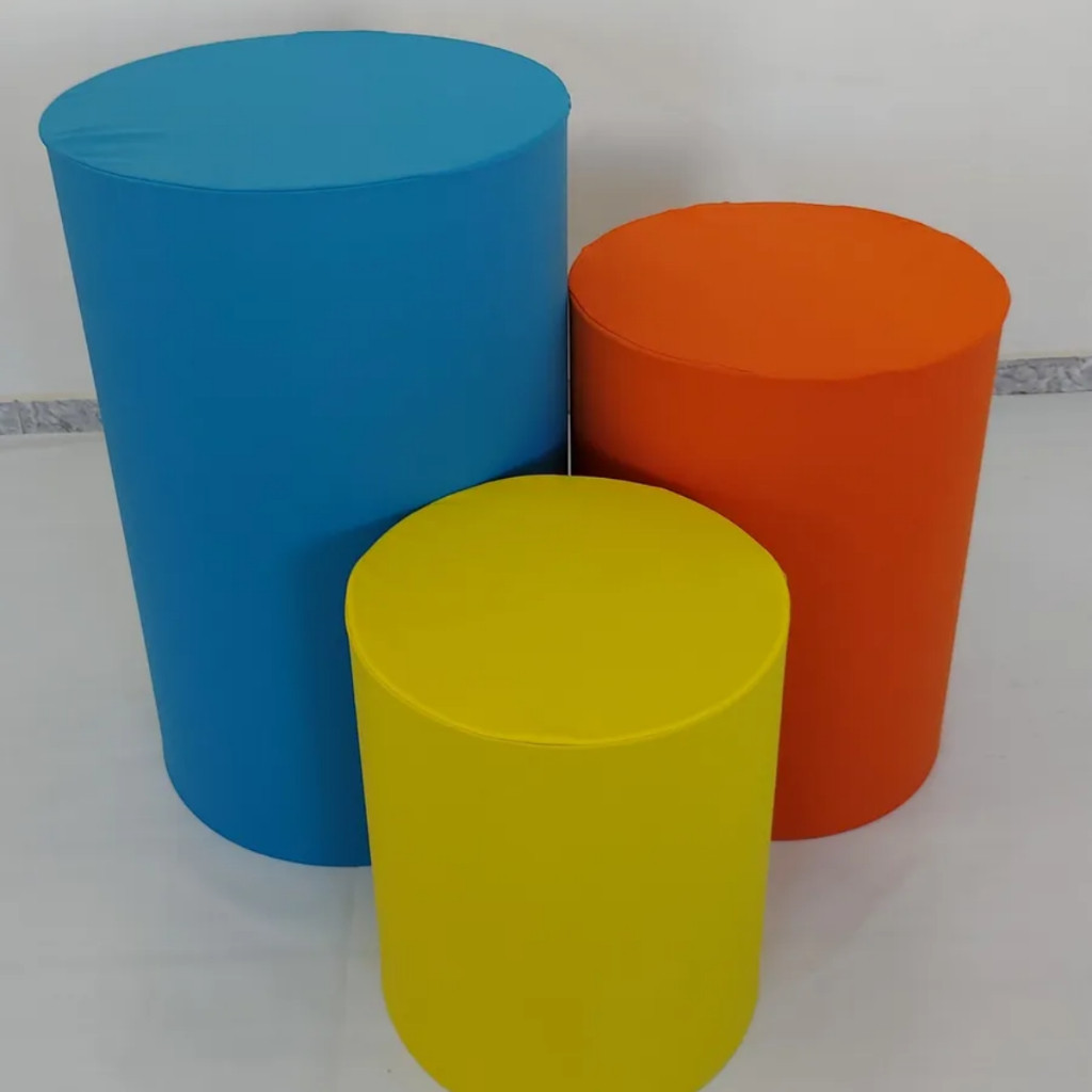 TRIO CAPAS PARA MESAS CILINDROS VESTE FÁCIL - TURQUESA G LARANJA M OURO P em Oferta na Shopee