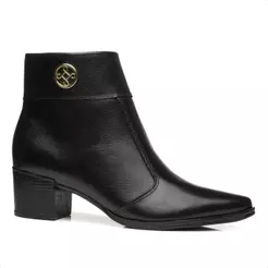 Bota Pegada Feminina Em Couro Salto Bloco 280512