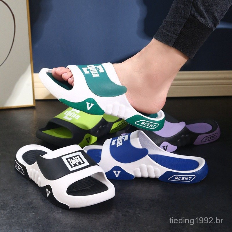 Chinelos De Verão Em PVC Macio Para Homens Sandálias De Praia Antiderrapantes Flip Flop De Banheiro Ao Ar Livre