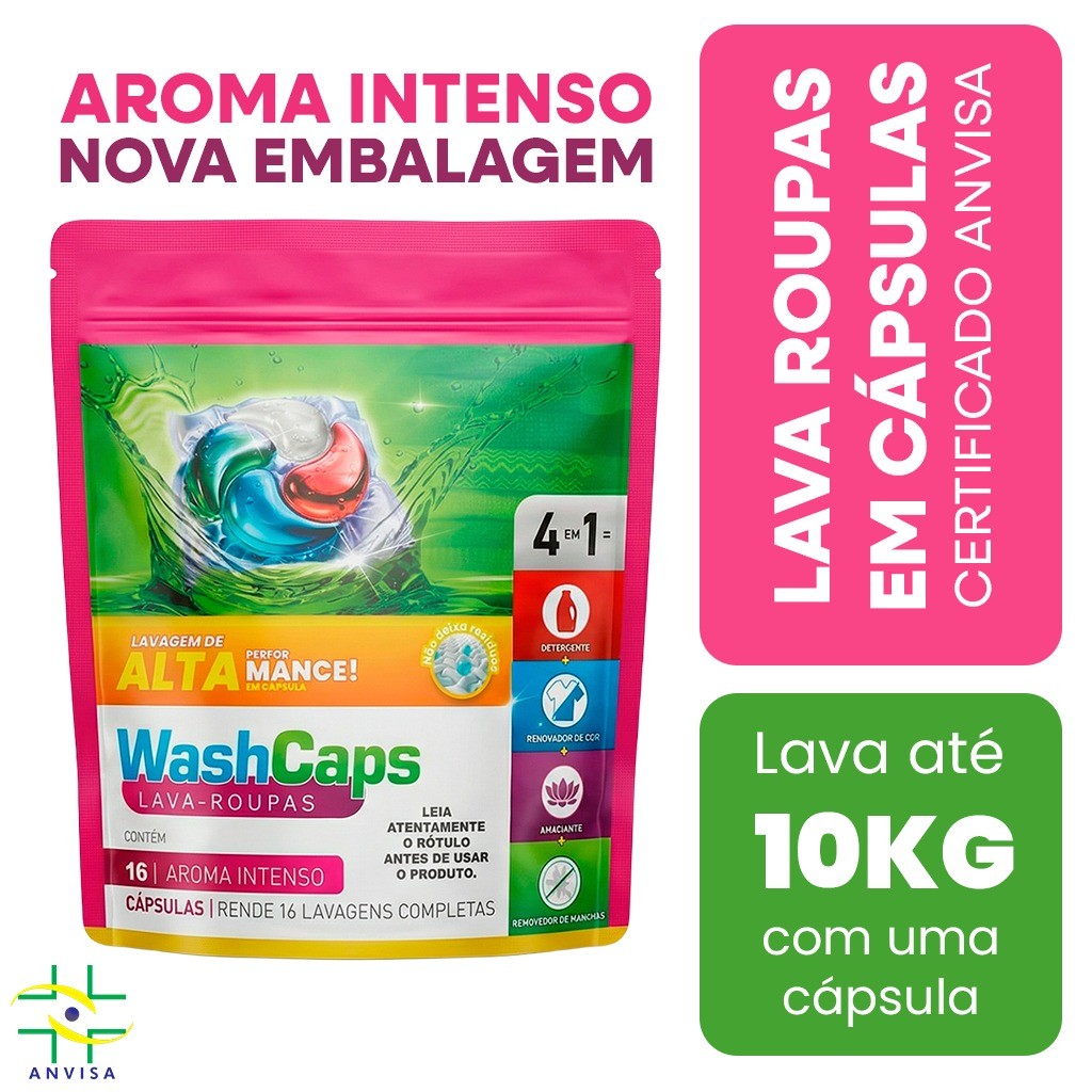 WashCaps 4 em 1 aroma INTENSO - 12G (16 cápsulas) em Oferta na Shopee