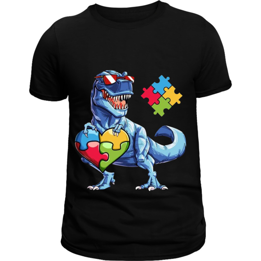 Camiseta Infantil Dinossauro Estampada Autism 100% Algodão Menino Menina