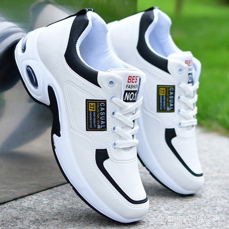 Tênis masculinos de couro branco, estilo casual, tamanho grande 39-46, modelo 2024.