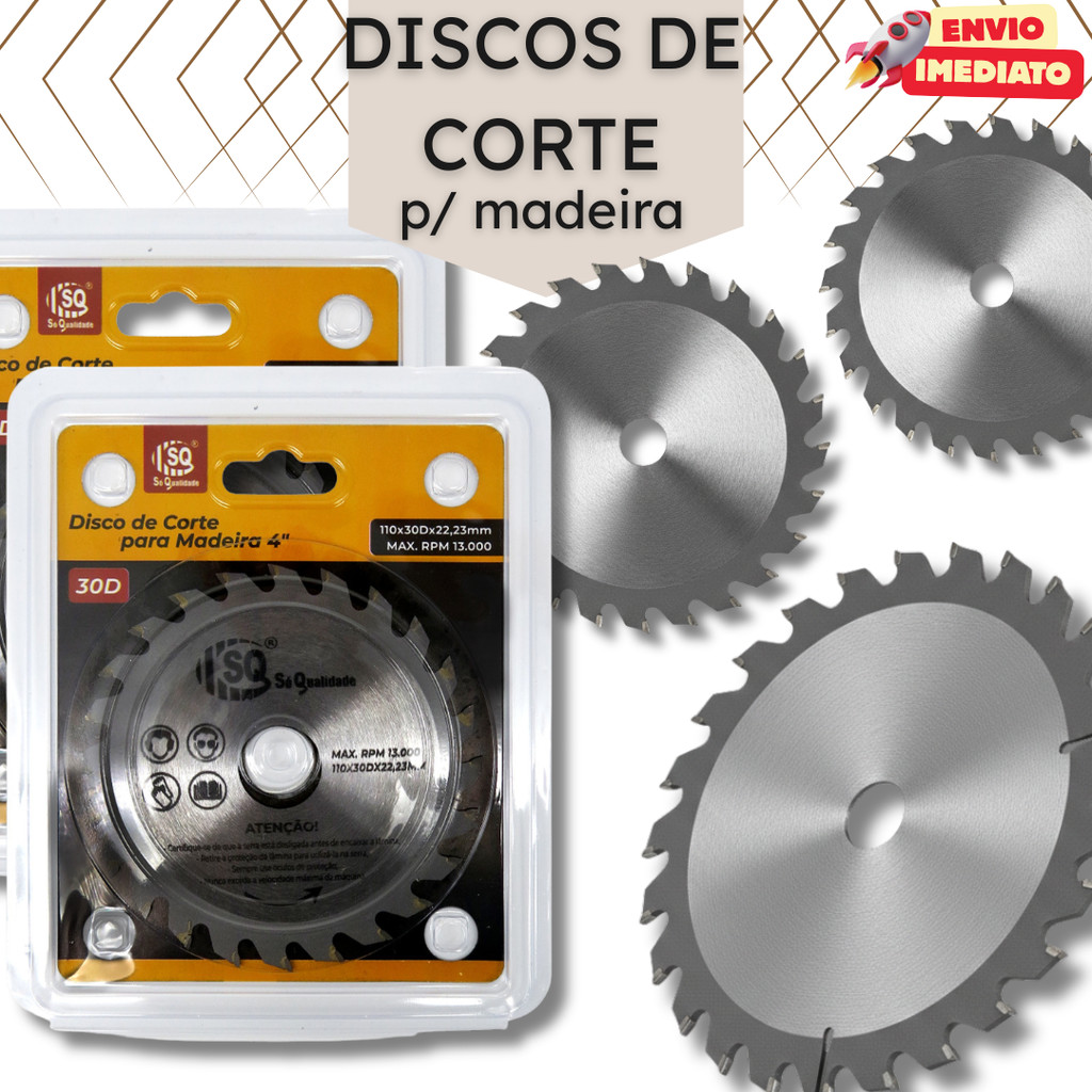 1, 2, 3 ou 5 - Discos para Cortar Madeira MDF 4" Serra Circular Pedreiro Marcenaria Construção Civil Disco Corte