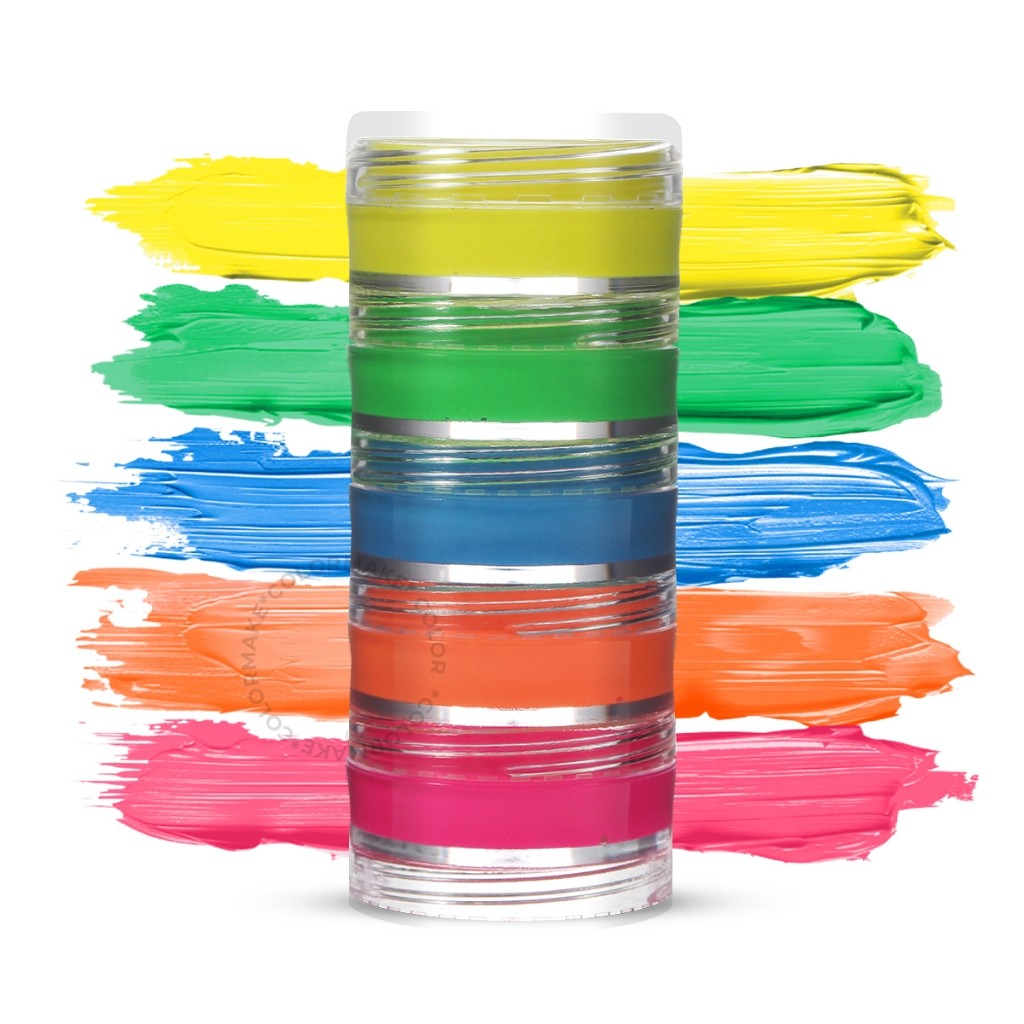Tinta Facial Neon Fluorescente 5 Cores Colormake Maquiagem Artística Luz Negra UV