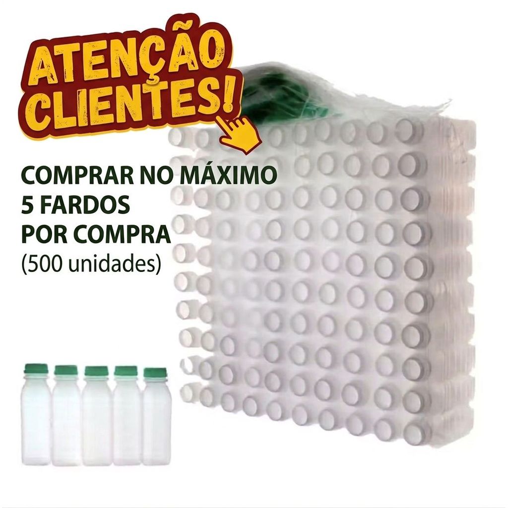 Garrafinha Garrafa Plástica Descartável Para Sucos/Agua De Coco/Caldo De Cana  100 Unidades 300 ML De Fabrica