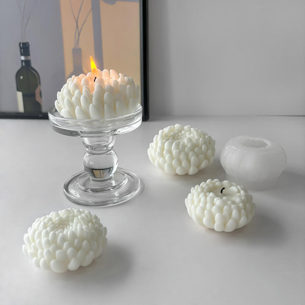 1 Unidade De Moldes De Vela De Silicone De Flor De Crisântemo , Design De Pétala Em Camadas , Para Fabricação De Velas D