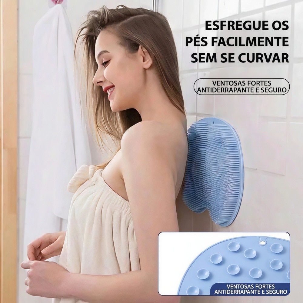 Tapete de Banho Massageador com Ventosas Antiderrapantes em Silicone TPE para Pés
