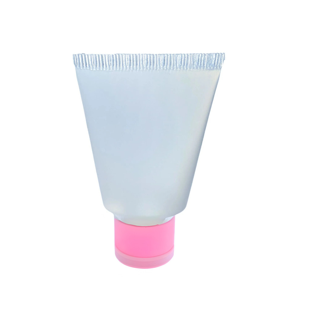 Kit 10 Bisnagas Plásticas Transparente 30ml Tampa Rosa Bebe para Lembrancinhas, Amostras de Cosméticos, Henna e Argila
