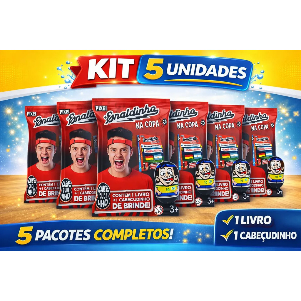 Kit 5 Flow Pack Coleção Enaldinho Na Copa Oficial Cabeçudinhos