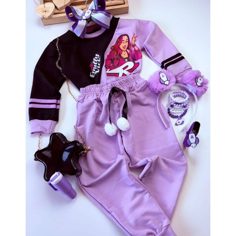 Conjunto menina manga longa meia estação Emily vick 4 ao 14 feminino estiloso