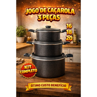 Jogo de Panela 3 Peças Conjunto Kit Caçarola N16-18-20