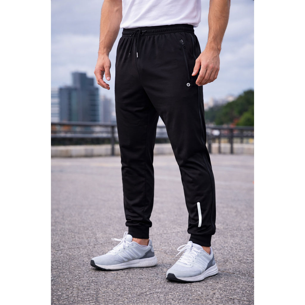 Calça Jogger DryFit Academia Masculina Adulta com Bolso Zíper Flanelada