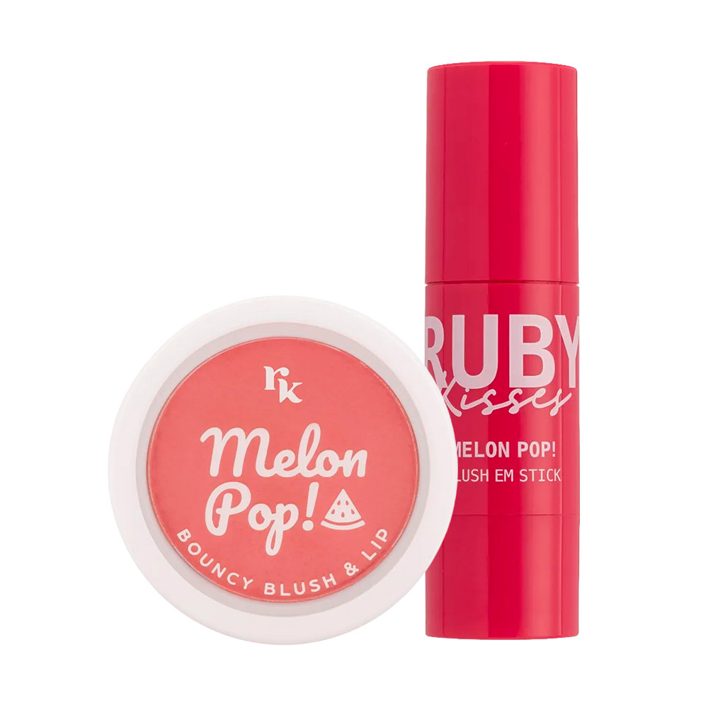 Kit Blush Bouncy & Lip Rosy + Blush em Stick Melon Pop Flamingo - Ruby Kisses