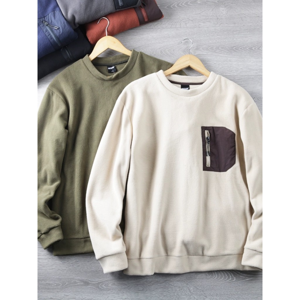 Lã dupla face para armazenamento de calor!Bolso único da série Mountain!Outono inverno masculino All-Match em torno do p