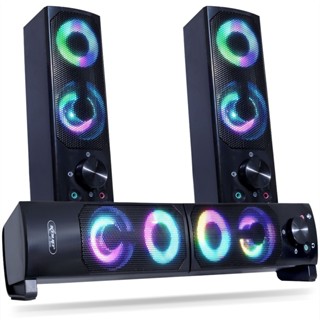 Caixa De Som Pc Gamer SoundBar Speaker Bass LED RGB USB P2 Pc Note Tablet em Oferta na Shopee