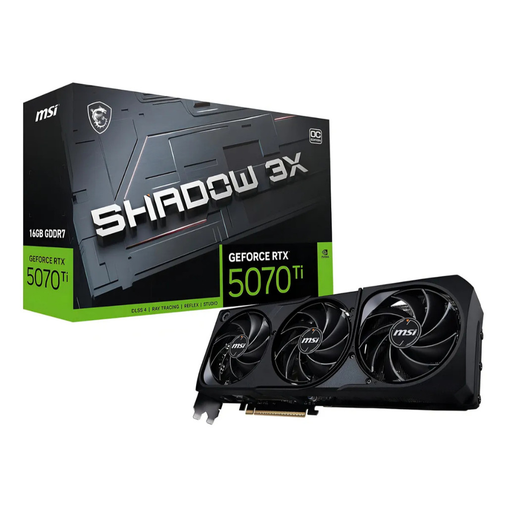 Placa de Vídeo MSI NVIDIA GeForce RTX 5070 Ti Shadow 3X OC 16GB GDDR7 DLSS - Mega Promoção