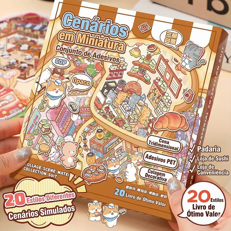 Kit Adesivos 3D PET Com Pinça 20 Cenas 60 Páginas Presente Criativo Para Crianças em Oferta na Shopee