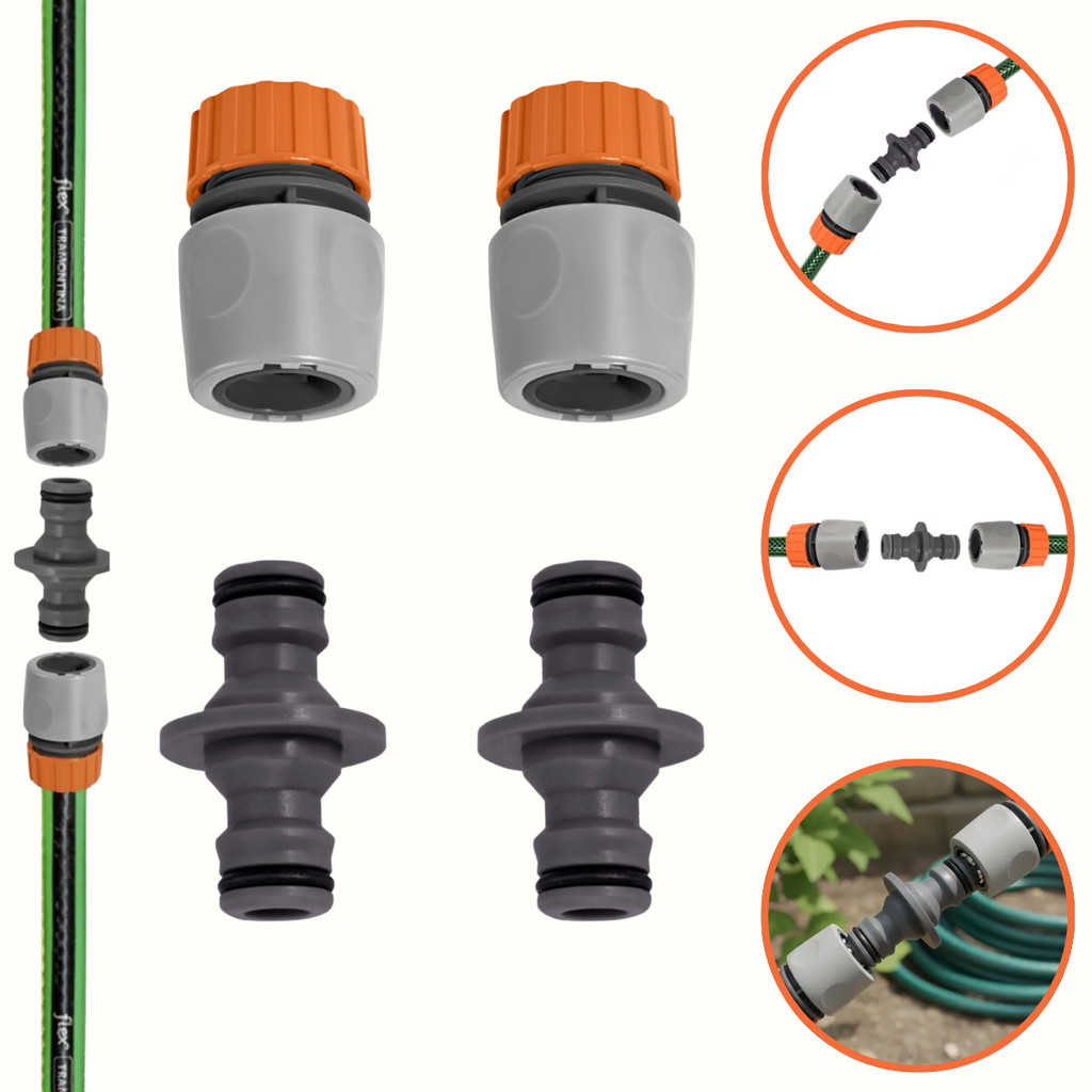 Kit 2 Engate Rápido + 2 Conector Duplo de Engate Rápido Tramontina Junção Mangueira em Oferta na Shopee