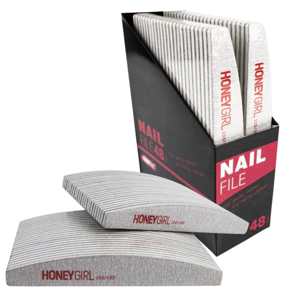 Kit 48 Lixas Boomerang Bananão Honey Girl Vermelha Unha De Gel 100/180 em Oferta na Shopee