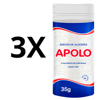 Kit 3 Algodão Disco Apolo  Limpeza Facial  Removedor Maquiagem Esmaltes 35g em Oferta na Shopee